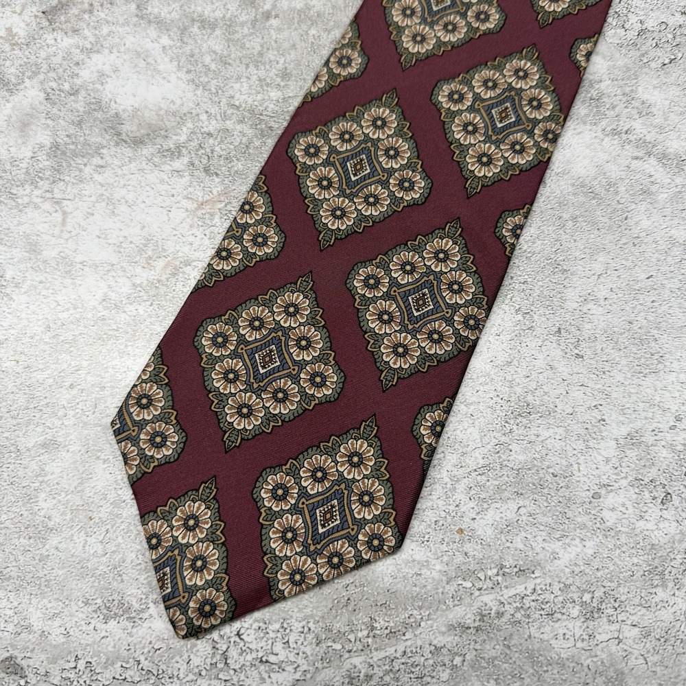 Christian Dior Monsieur Silk Tie Mens One Size Red Geometric Made In USA Necktie